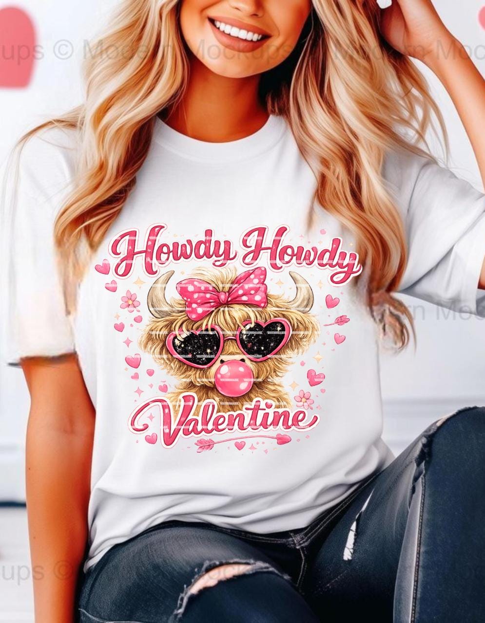 Howdy Howdy Valentine Shirt design, Cute Highland Cow Png file, Western Valentine Day Graphic