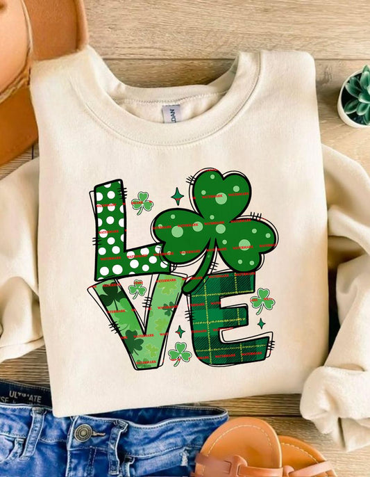 St Patrick’s Day Love PNG, Shamrock Love Design, Irish Clover Sublimation, St Paddy’s Day Shirt Graphic, March sublimation, Green Love