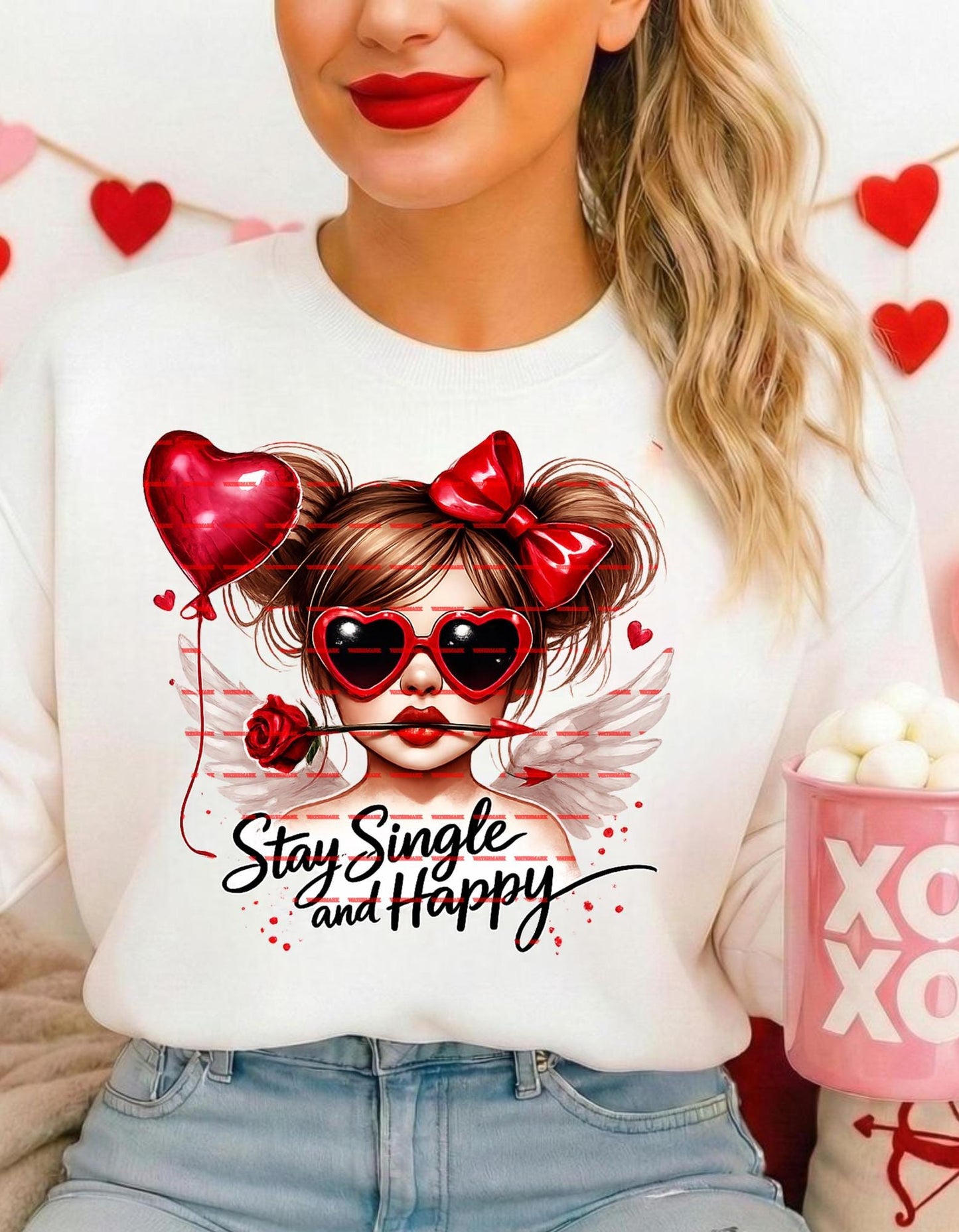 Stay Single And Happy Shirt, Anti Valentine Love Cupid Girl, Graphic Single Life, Self Love Tee Gift