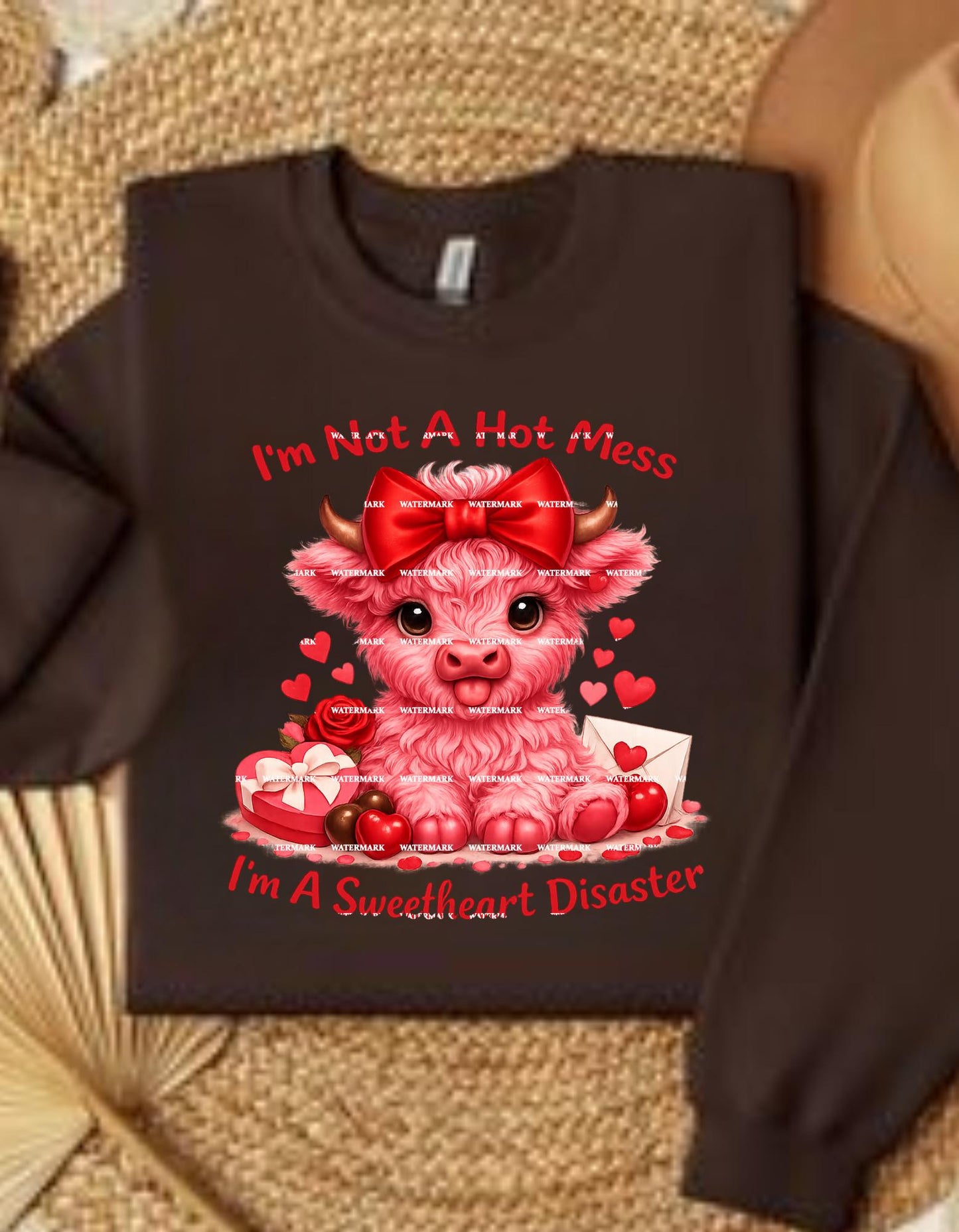 I’m Not a Hot Mess I’m a Sweetheart Disaster PNG, Cute Valentine Cow PNG, Funny Valentine Shirt Design, Highland Cow Sublimation, Cute Pngs