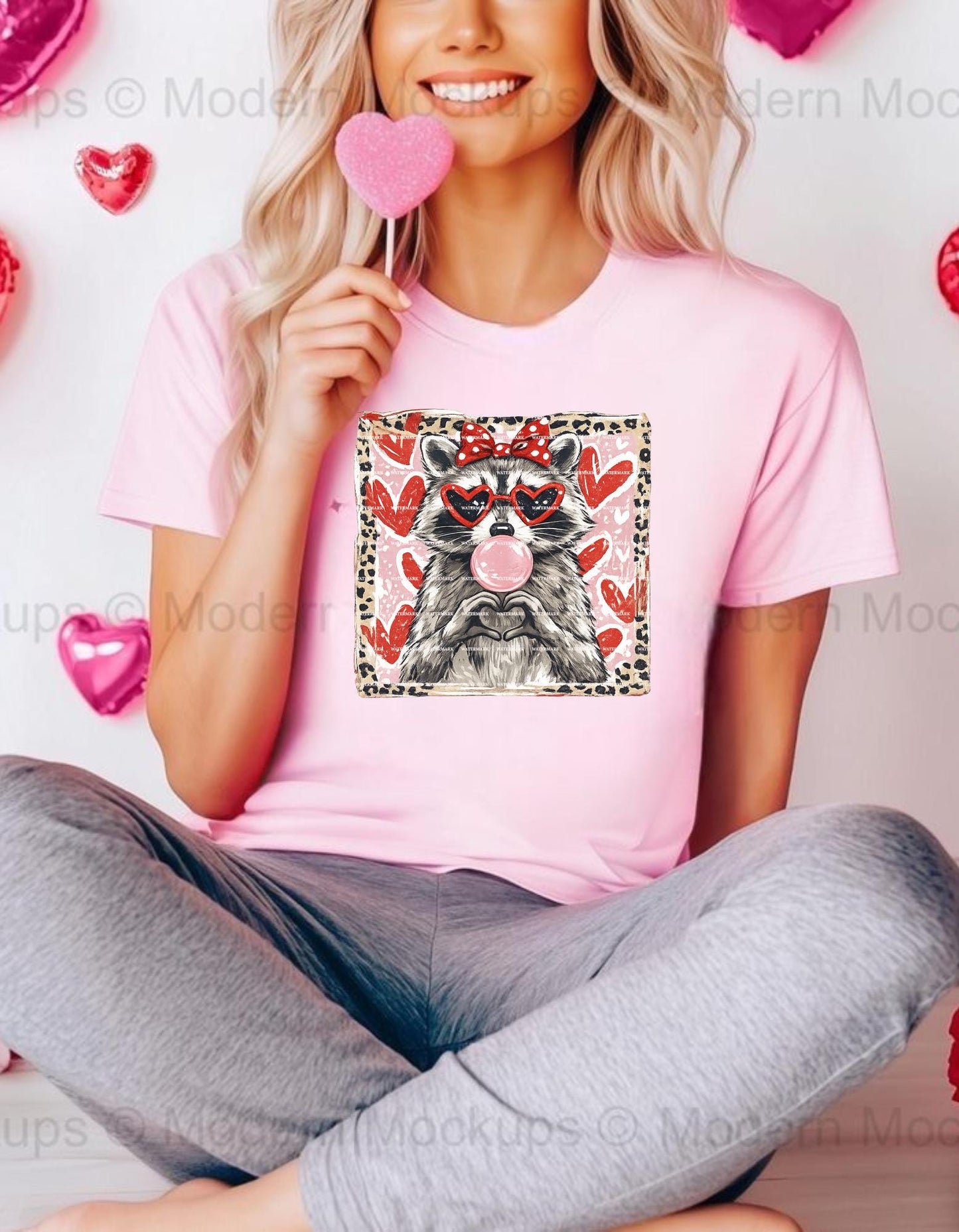 Cute Raccoon Valentine PNG, Funny Love Animal Shirt Design, Heart Glasses Raccoon Sublimation Digital Download, Heart Animal Design, Gift