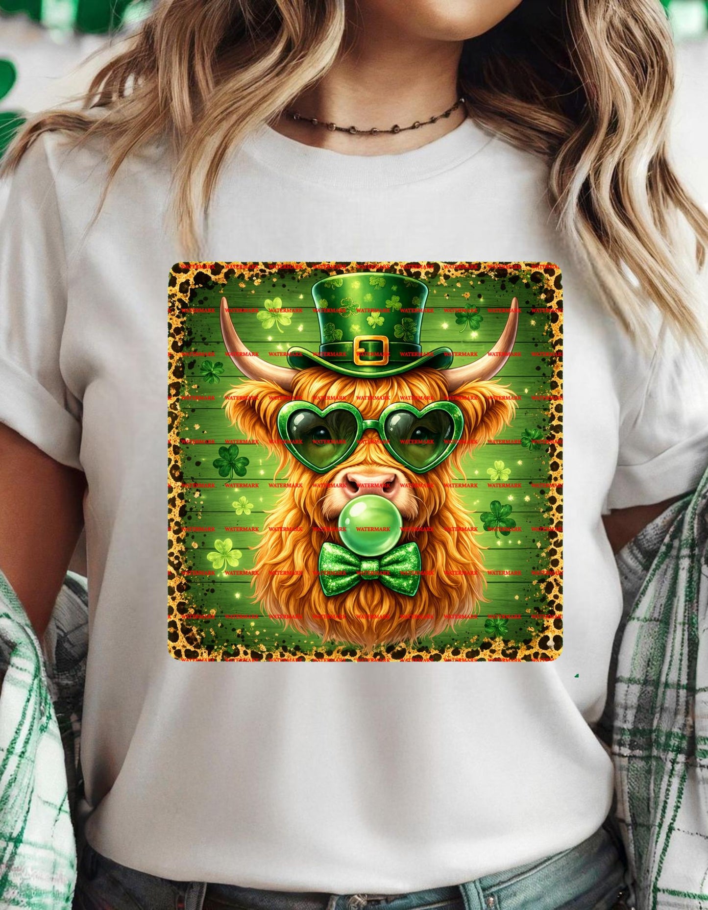 Highland Cow St Patrick’s Day PNG, Funny Irish Cow Shamrock Shirt Design, Leprechaun Cow Sublimation Green Sweatshirt Digital Download