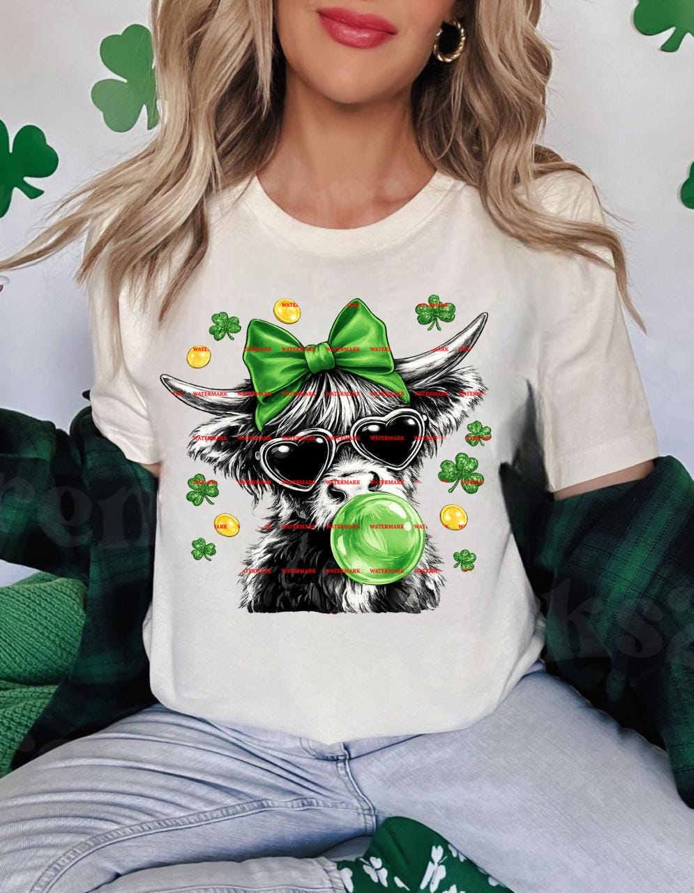 Funny St Patrick Cow SVG, Shamrock Cow with Sunglasses Bubble Gum, St Patricks Day Farm Animal Shirt Cricut Design, Cute Pngs, Sublimation