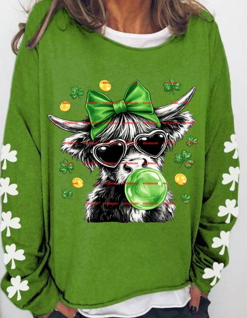 Funny St Patrick Cow SVG, Shamrock Cow with Sunglasses Bubble Gum, St Patricks Day Farm Animal Shirt Cricut Design, Cute Pngs, Sublimation