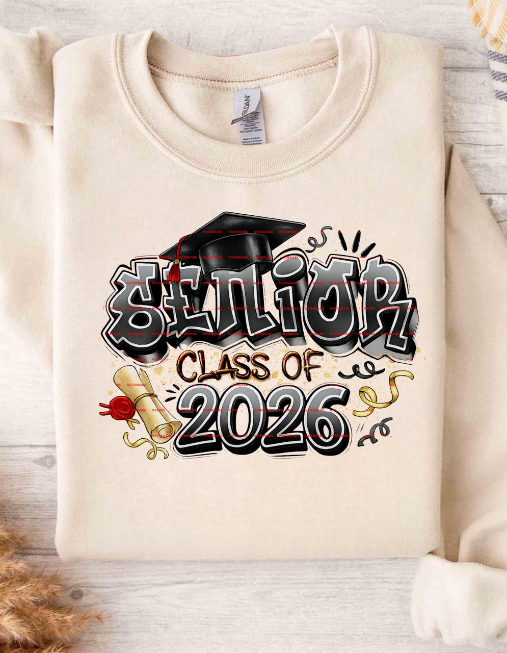Senior Class of 2026 PNG 2026, Graduation Design, High School Senior Shirt Png, Grad shirt, Sports Senior Apparel, Png, Graduation Cap