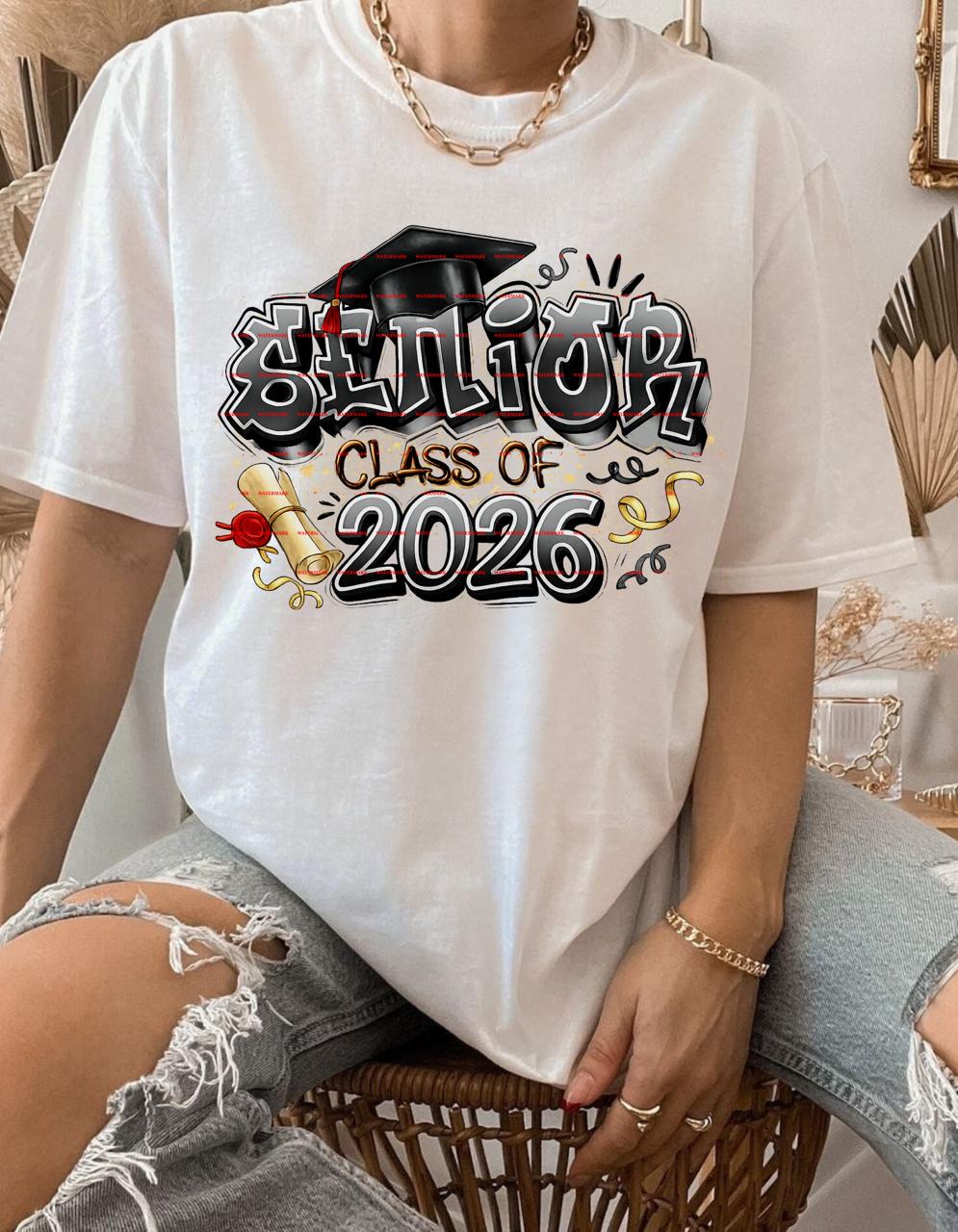 Senior Class of 2026 PNG 2026, Graduation Design, High School Senior Shirt Png, Grad shirt, Sports Senior Apparel, Png, Graduation Cap