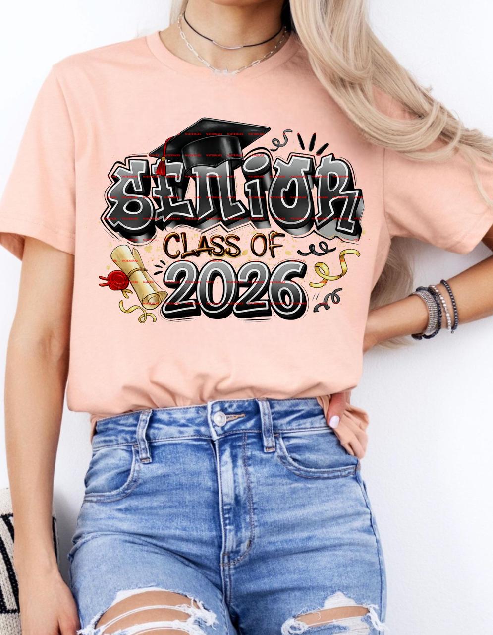 Senior Class of 2026 PNG 2026, Graduation Design, High School Senior Shirt Png, Grad shirt, Sports Senior Apparel, Png, Graduation Cap