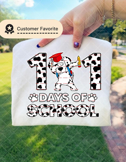 101 Days of School Png, Dalmatian Dog School Design, Funny 101st Day Shirt Png, Kids School PNG, Teacher Student Celebration Cut File, Dog