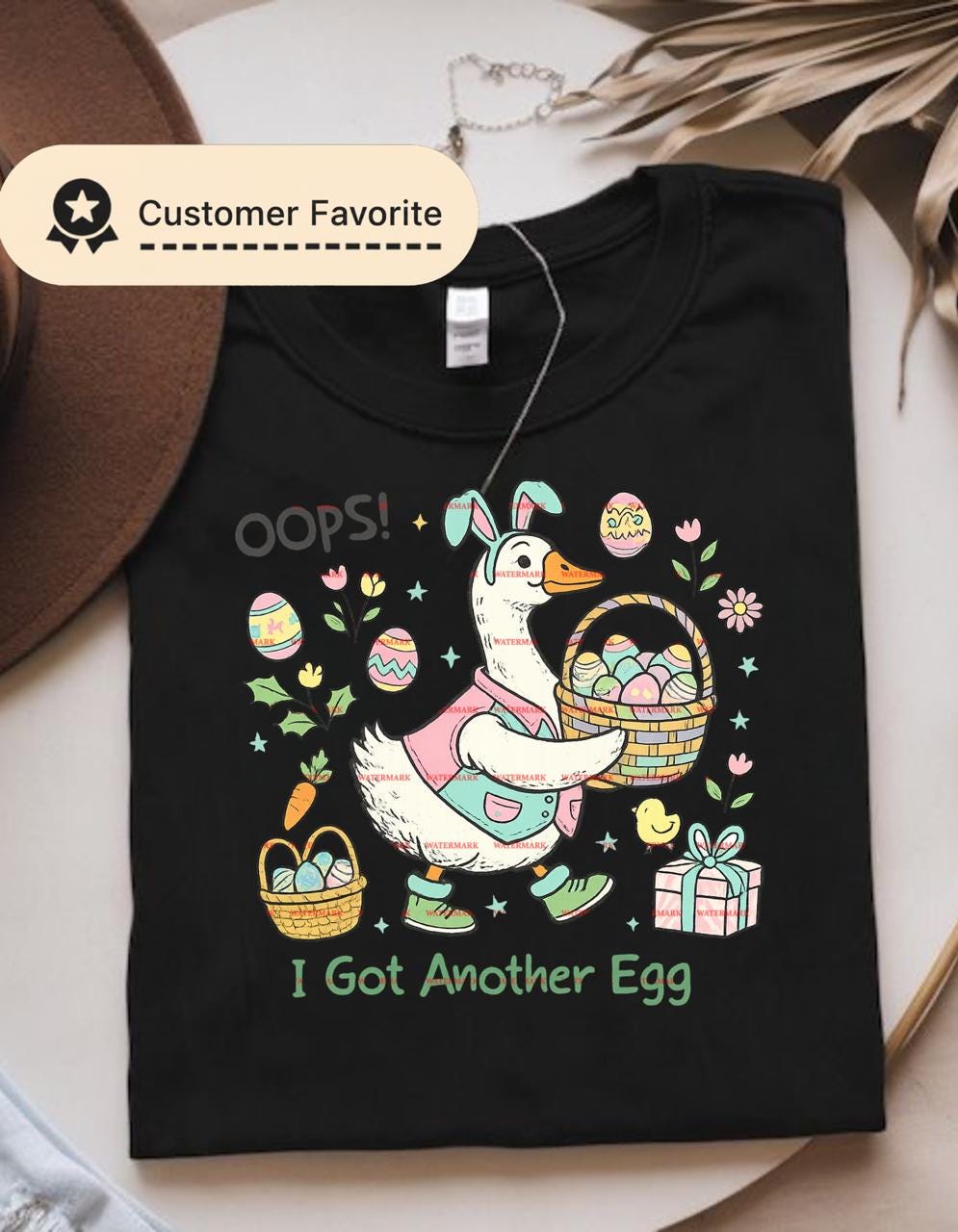 Funny Easter Duck Design, Oops I Got Another Egg PNG, Cute Bunny Duck Easter Clipart for Shirts, Kids Easter Graphic.