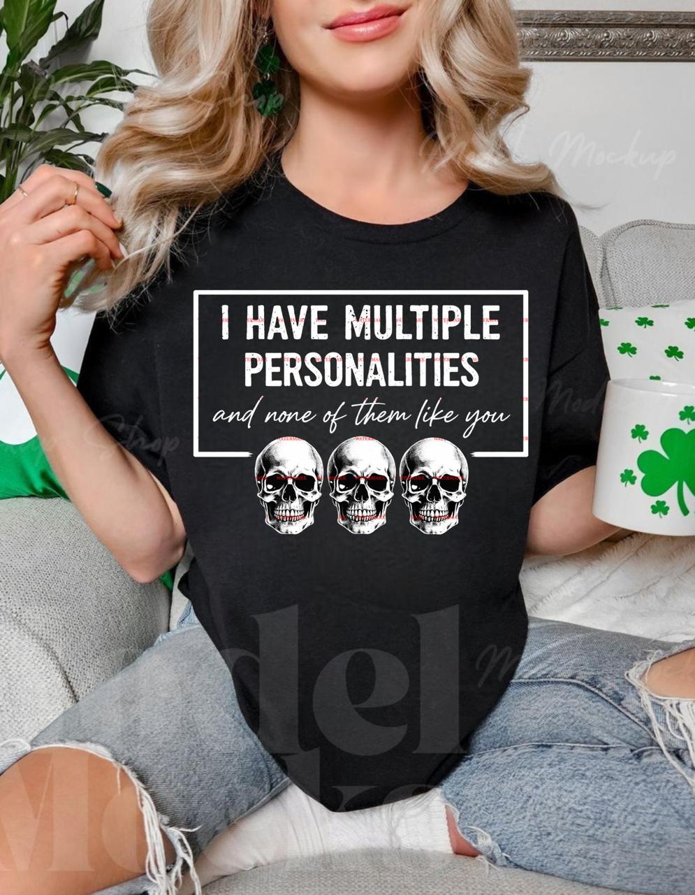 I Have Multiple Personalities PNG Design, Funny Sarcastic Quote with Skulls, Gothic Humor Graphic, Dark Aesthetic Digital Art, Funny designs