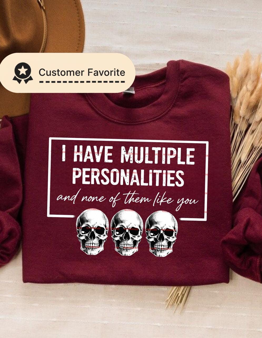 I Have Multiple Personalities PNG Design, Funny Sarcastic Quote with Skulls, Gothic Humor Graphic, Dark Aesthetic Digital Art, Funny designs