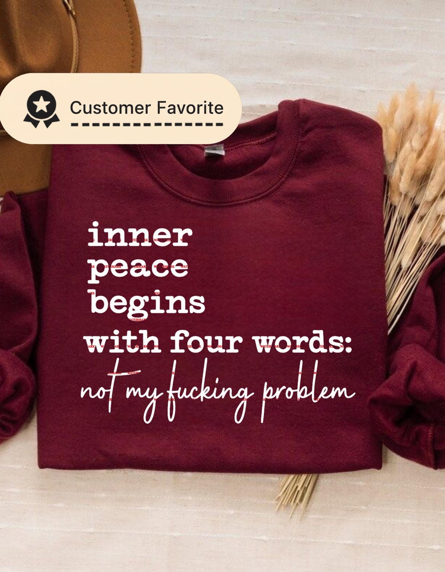Inner Peace Begins With Four Words PNG, Not My F*cking Problem Hoodie Design, Sarcastic Quote, Dark Humor Goth Sublimation, Funny, Attitude