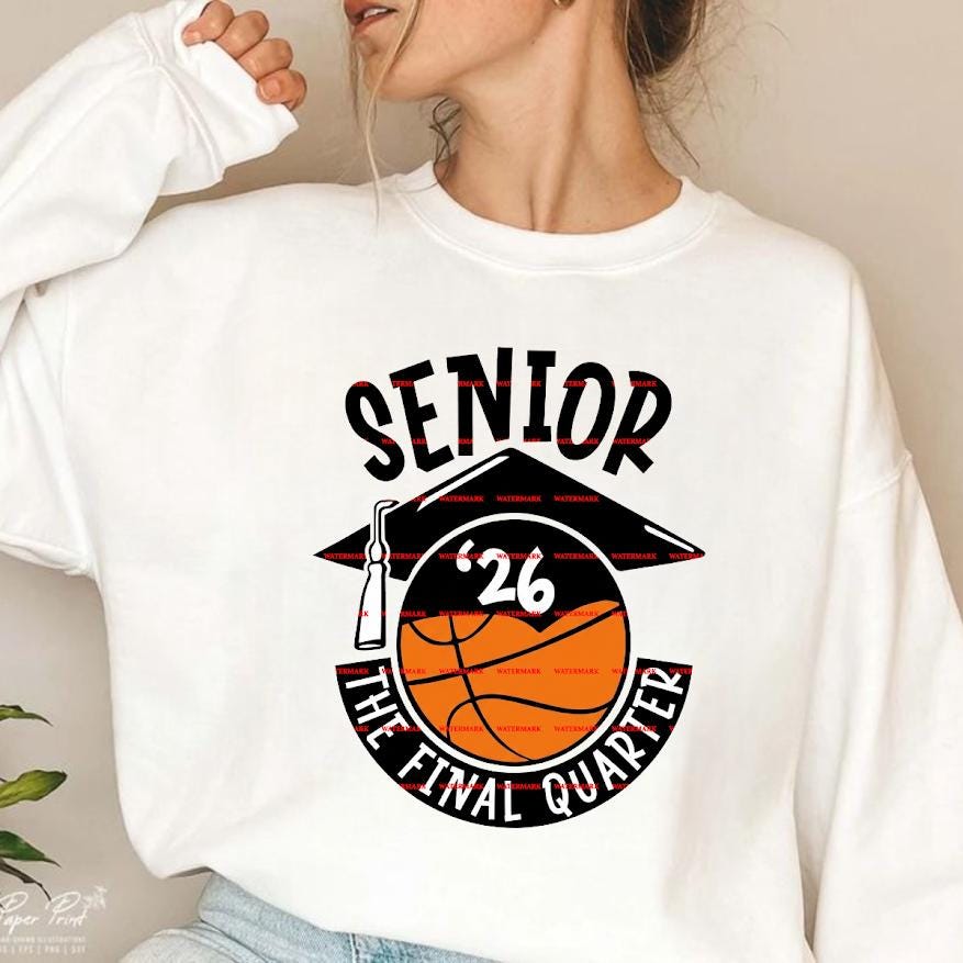 Senior 2026 Basketball PNG, Basketball Graduation Shirt Design, Senior Athlete Sublimation PNG,