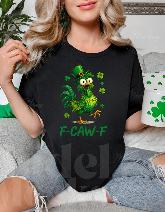 Funny St Patrick’s Day Chicken PNG, F-Caw-F Irish Rooster Png, Green Chicken Shamrock Design, St Paddy Sublimation, Funny Png file, F*ck off
