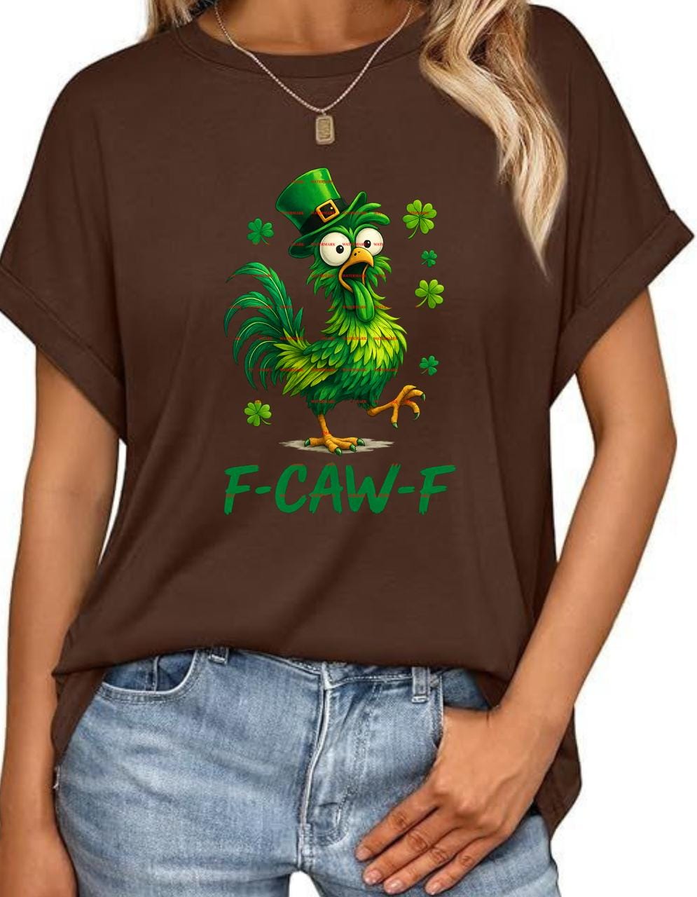 Funny St Patrick’s Day Chicken PNG, F-Caw-F Irish Rooster Png, Green Chicken Shamrock Design, St Paddy Sublimation, Funny Png file, F*ck off