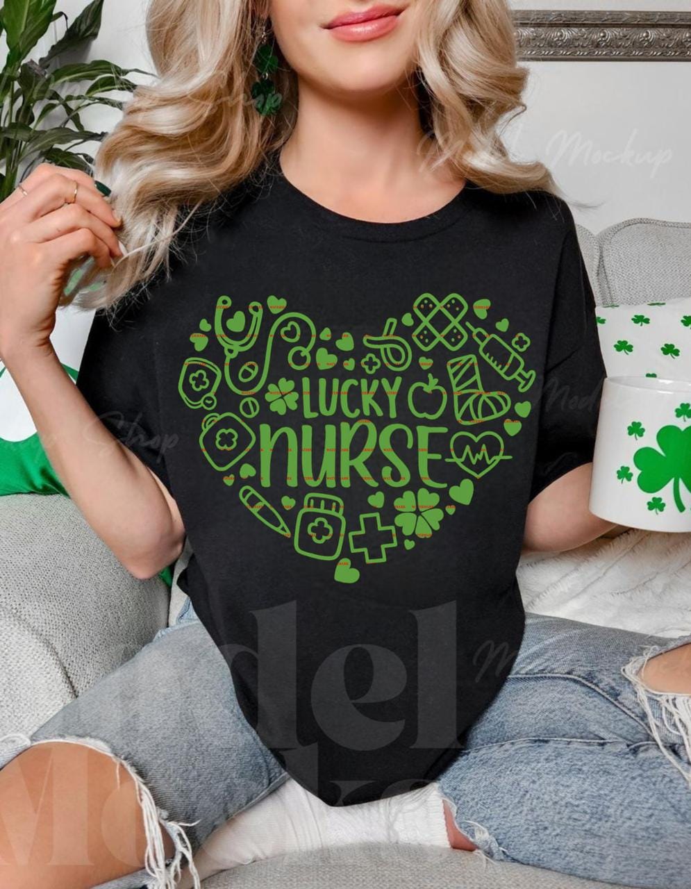 Lucky Nurse Png, St Patrick’s Day Nurse Shirt Design, Shamrock Medical PNG, RN Gift Digital Download, Nurse St Paddy’s Day Clipart, Love Png