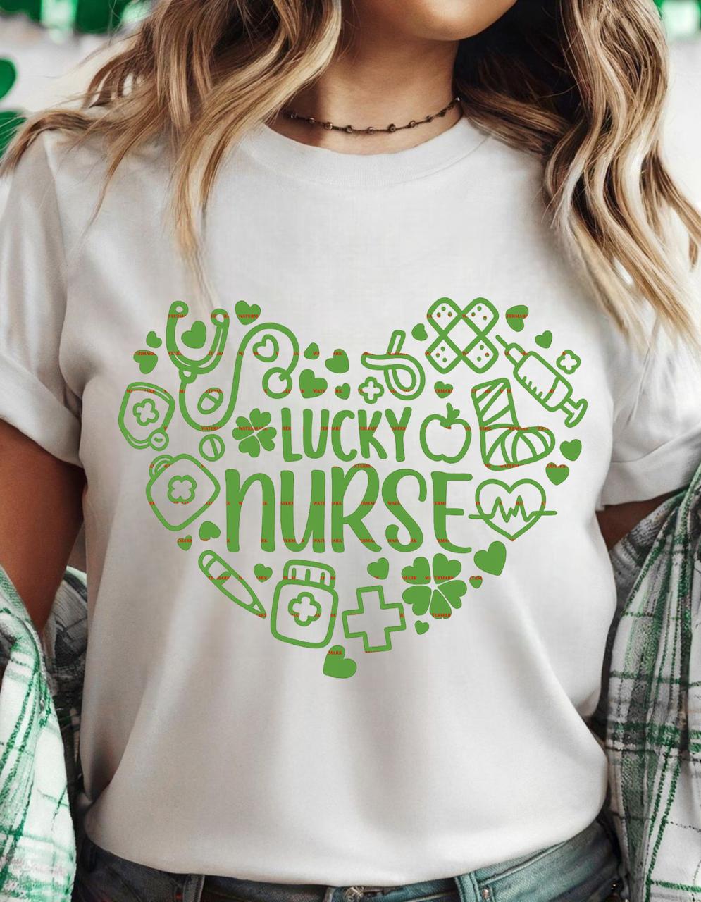 Lucky Nurse Png, St Patrick’s Day Nurse Shirt Design, Shamrock Medical PNG, RN Gift Digital Download, Nurse St Paddy’s Day Clipart, Love Png