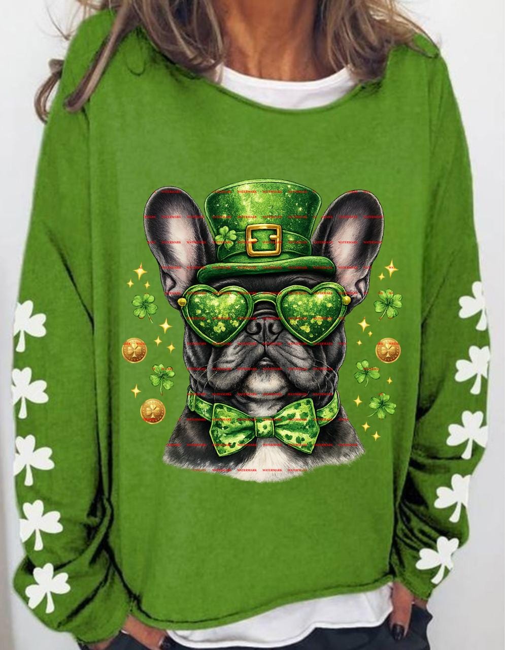 St Patrick Day French Bulldog PNG, Lucky Shamrock Dog Shirt Design, Leprechaun Bulldog Graphic, Funny Irish Dog Sublimation Digital Download
