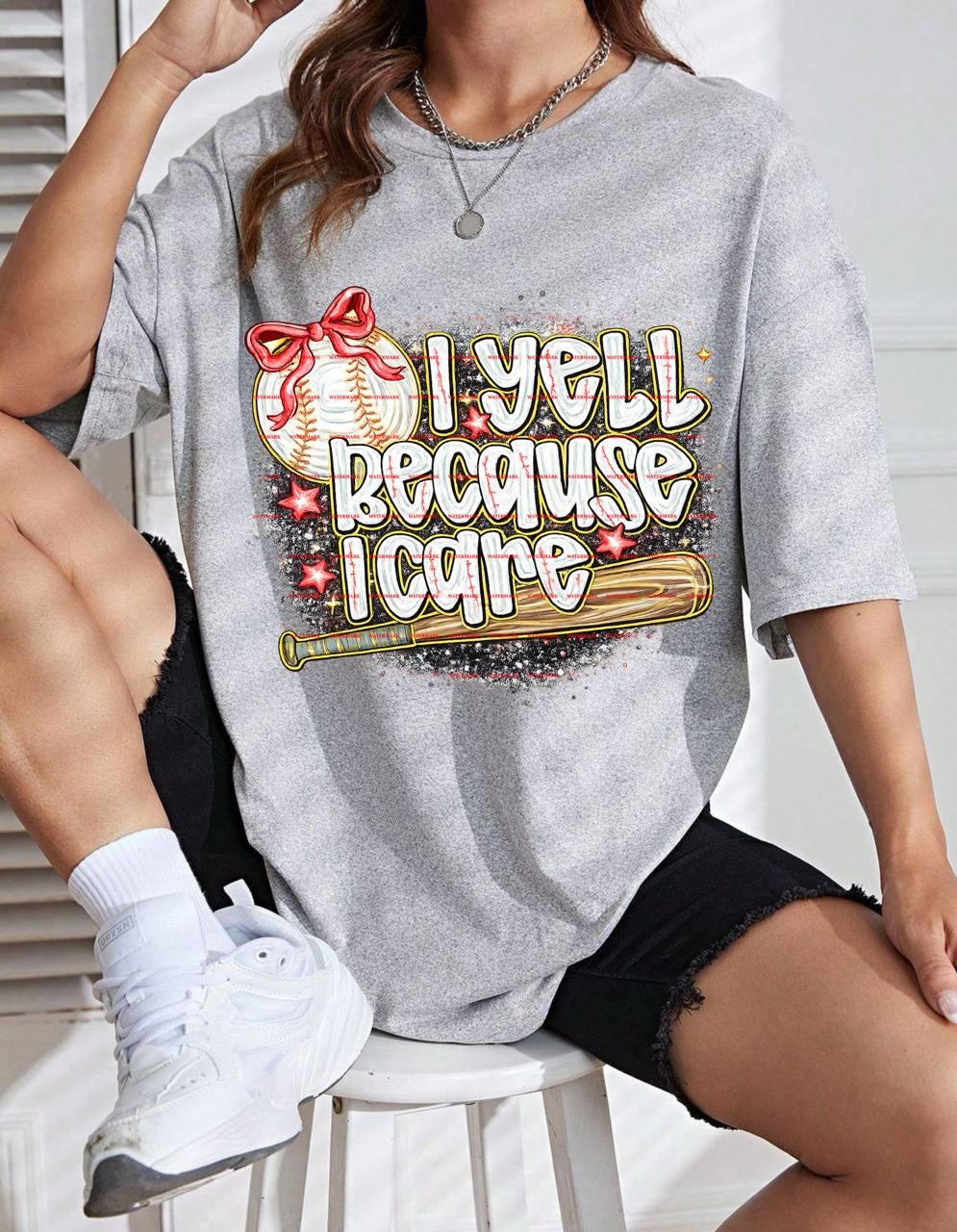 Game day shirt,Sports Quote Softball Mom Shirt Png,I Yell Because I Care PNG Funny Baseball Mom Design, Sublimation PNG Digital Download,