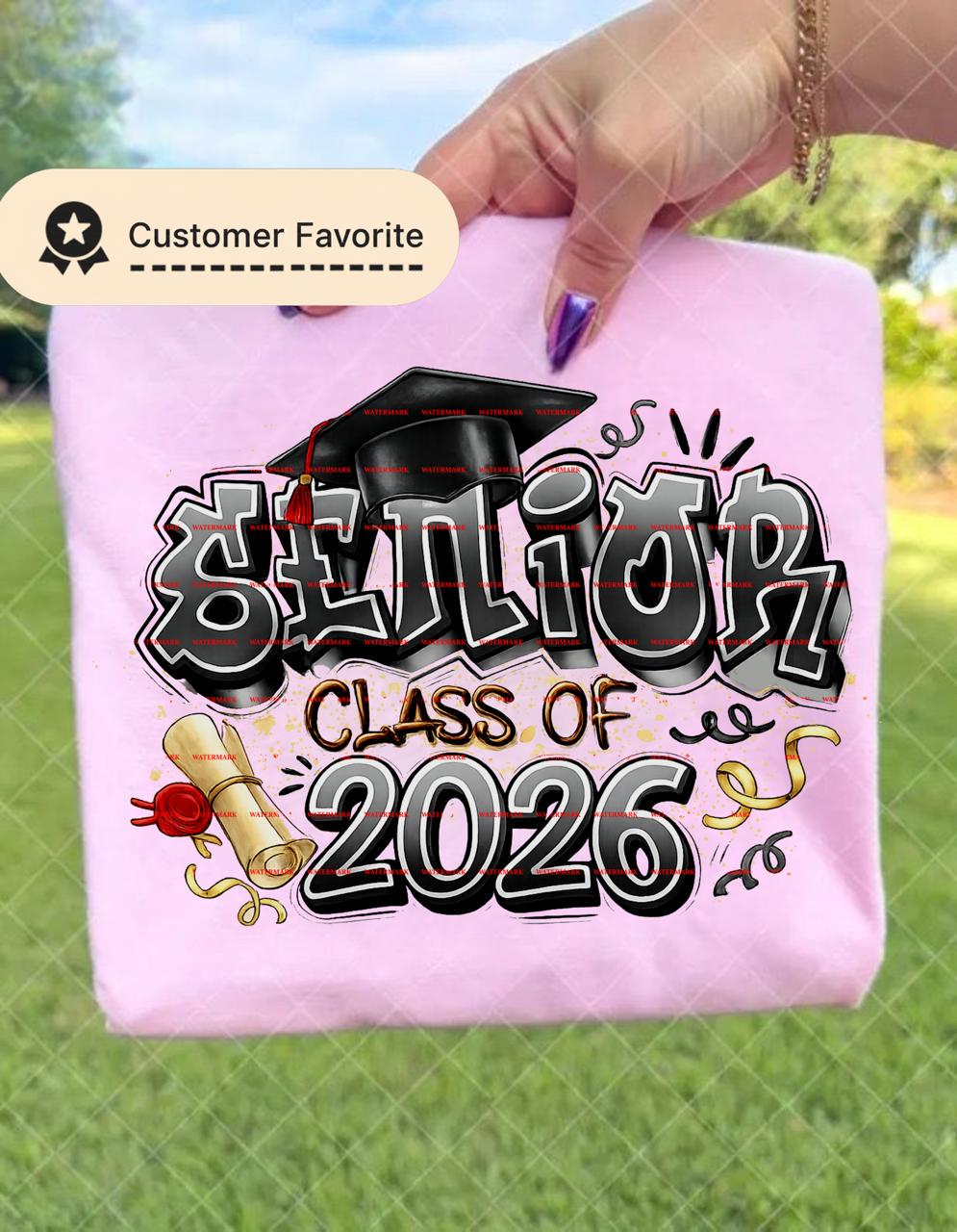 Senior Class of 2026 PNG 2026, Graduation Design, High School Senior Shirt Png, Grad shirt, Sports Senior Apparel, Png, Graduation Cap