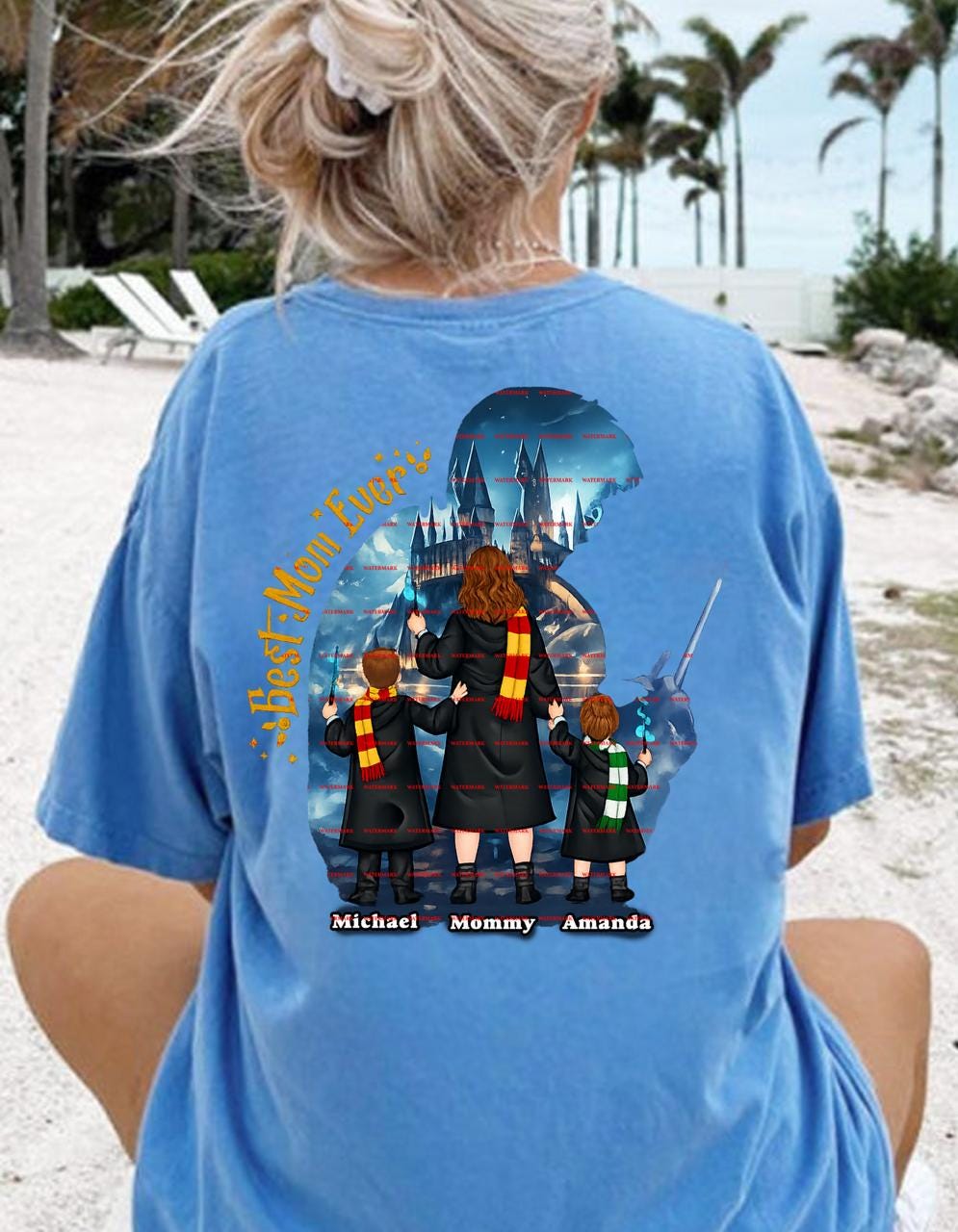 Best Mom Ever Shirt Png, Personalized Magical Mom Shirt, Custom Kids Name Fantasy Castle Tee, Book Lover Mom Gift, Mother’s Day Shirt