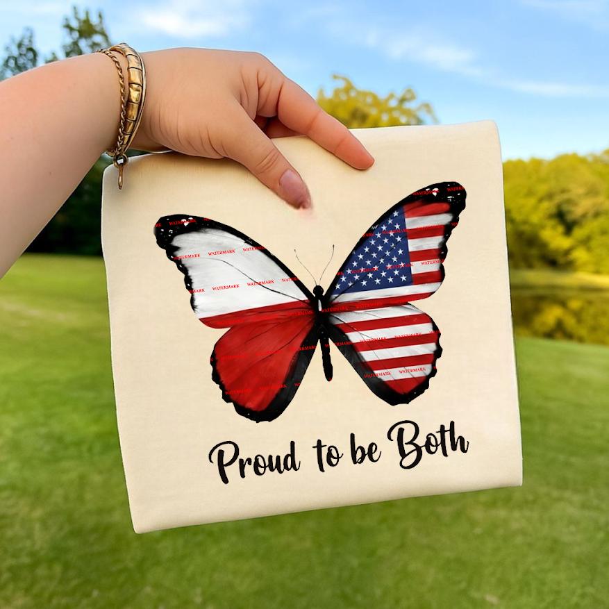 Proud to Be Both PNG Design, Dual Citizenship Butterfly Sublimation File, Multicultural Pride Shirt Graphic, America, Germany, Poland