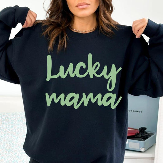 Lucky Mama PNG, St Patricks Day Shirt Design, Green Lucky Mom PNG, Mama St Patricks Day PNG, Digital Download, for Cricut & Sublimation