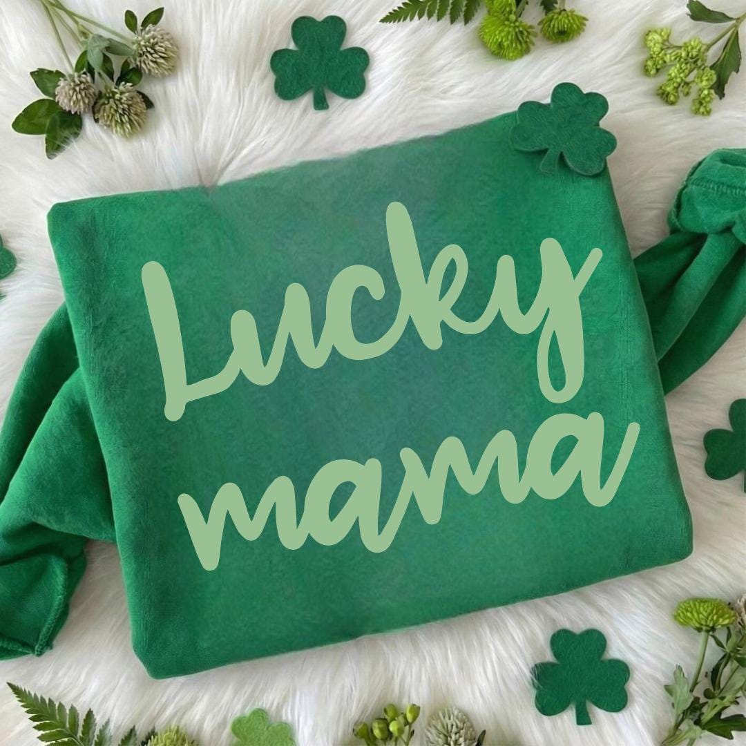 Lucky Mama PNG, St Patricks Day Shirt Design, Green Lucky Mom PNG, Mama St Patricks Day PNG, Digital Download, for Cricut & Sublimation