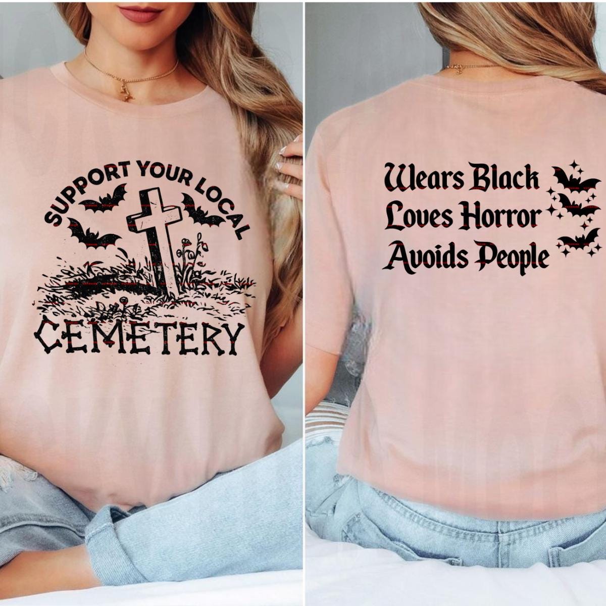 Gothic Horror PNG, Wears Black Loves Horror Avoids People Shirt Design, Support Your Local Cemetery Png, Cricut Cut File, Halloween Goth png