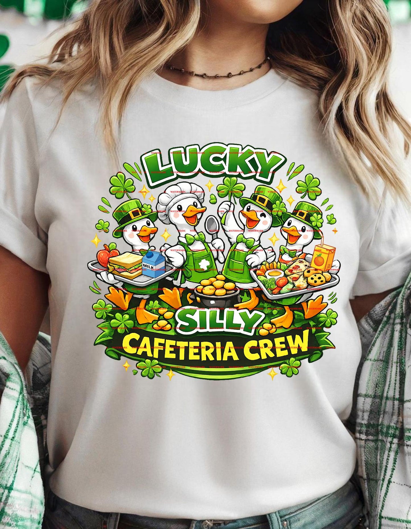 Lucky Silly Cafeteria Crew PNG, St Patricks Day School Staff Shirt Design, Funny Lunch Lady Graphic, Teacher Sublimation Digital Download