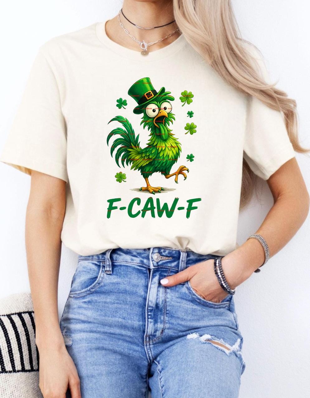 Funny St Patrick’s Day Chicken PNG, F-Caw-F Irish Rooster Png, Green Chicken Shamrock Design, St Paddy Sublimation, Funny Png file, F*ck off