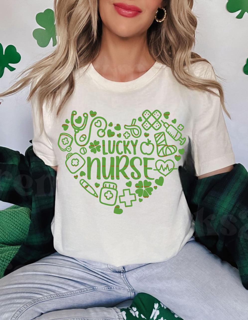 Lucky Nurse Png, St Patrick’s Day Nurse Shirt Design, Shamrock Medical PNG, RN Gift Digital Download, Nurse St Paddy’s Day Clipart, Love Png