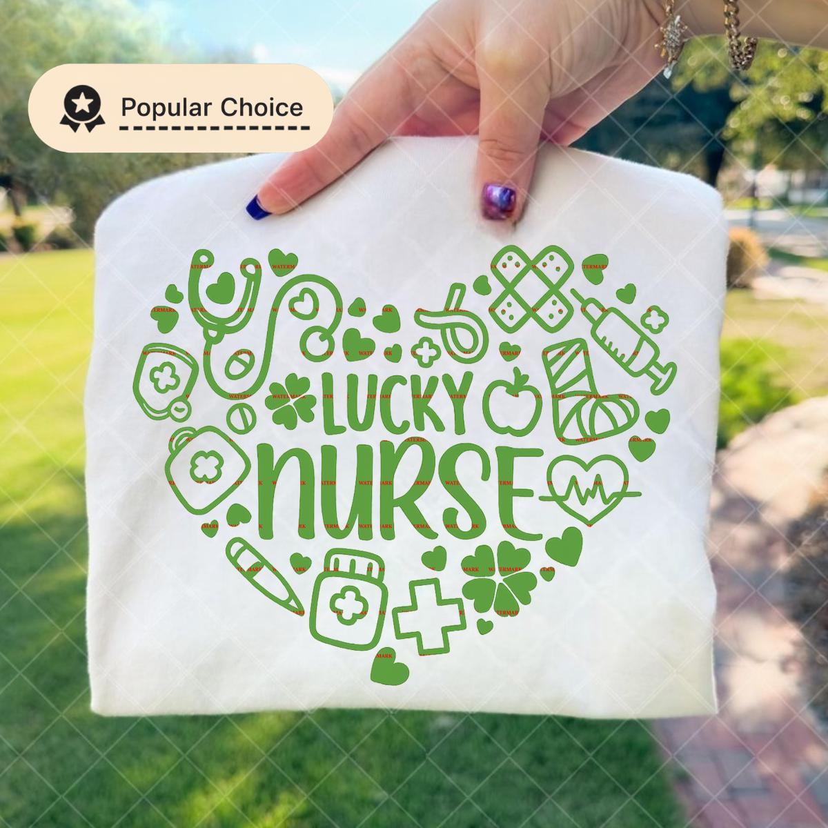 Lucky Nurse Png, St Patrick’s Day Nurse Shirt Design, Shamrock Medical PNG, RN Gift Digital Download, Nurse St Paddy’s Day Clipart, Love Png