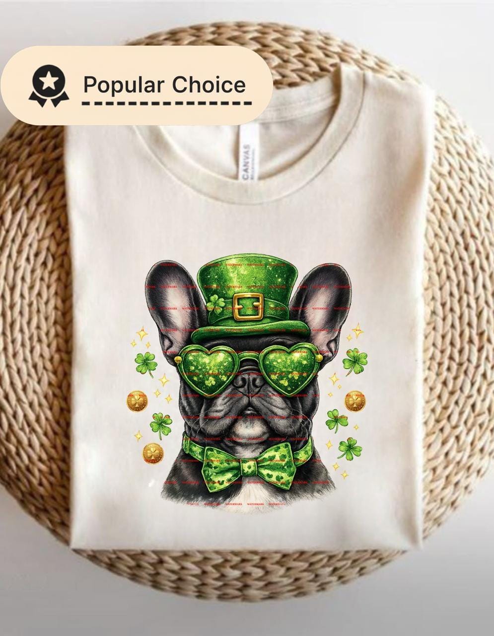 St Patrick Day French Bulldog PNG, Lucky Shamrock Dog Shirt Design, Leprechaun Bulldog Graphic, Funny Irish Dog Sublimation Digital Download