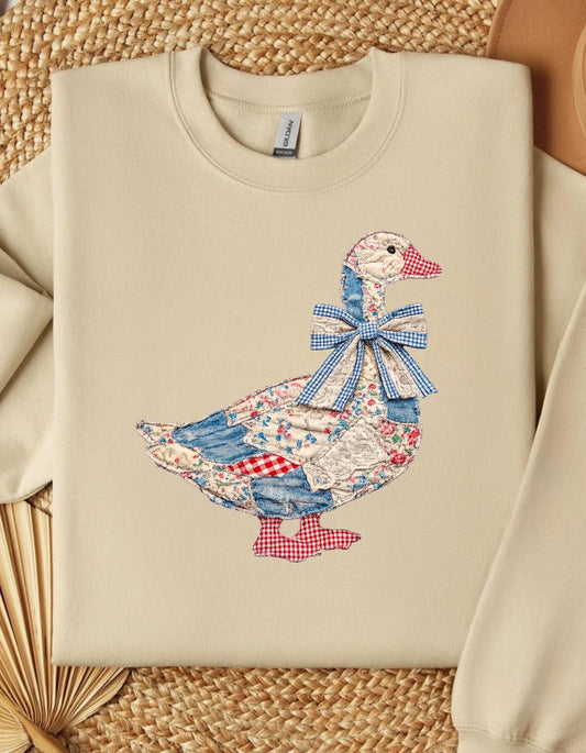 Cottagecore Duck Graphic Tee Design, Vintage Patchwork Goose Shirt PNG file, Retro Quilted Goose Sublimation