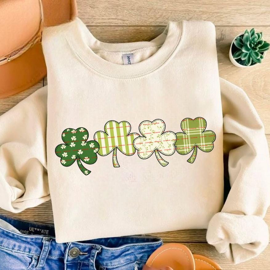 St. Patrick’s Day Shamrock PNG, Retro Green Lucky Shamrocks Sublimation Digital Download, March png