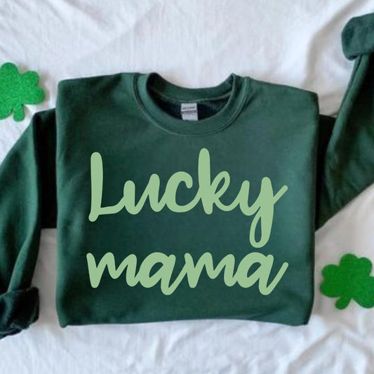 Lucky Mama PNG, St Patricks Day Shirt Design, Green Lucky Mom PNG, Mama St Patricks Day PNG, Digital Download, for Cricut & Sublimation