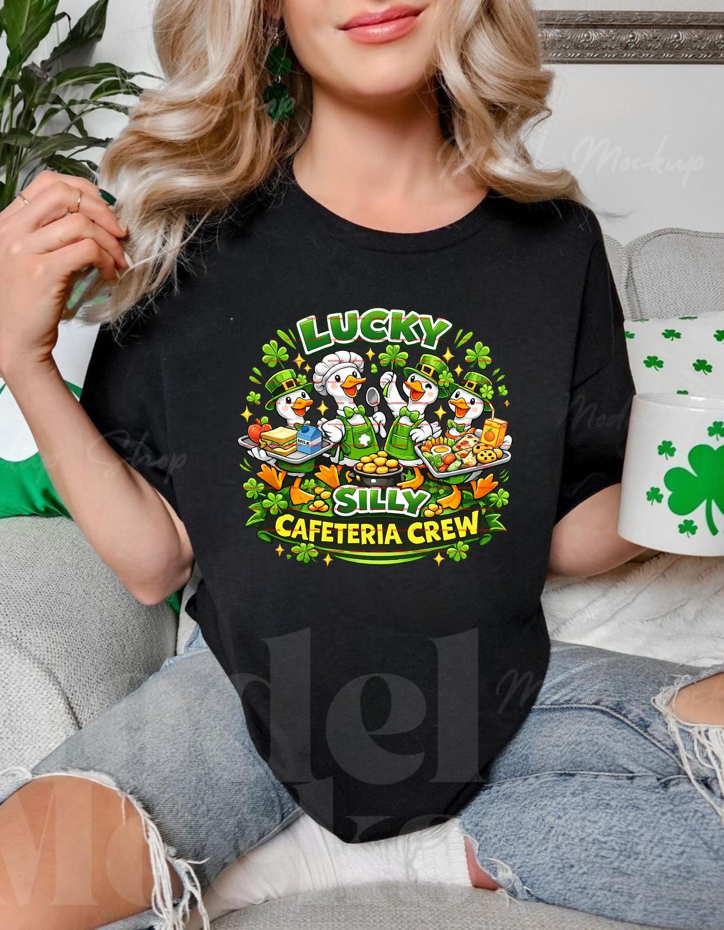 Lucky Silly Cafeteria Crew PNG, St Patricks Day School Staff Shirt Design, Funny Lunch Lady Graphic, Teacher Sublimation Digital Download