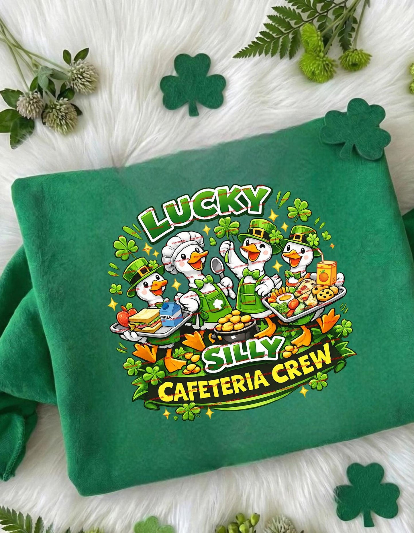 Lucky Silly Cafeteria Crew PNG, St Patricks Day School Staff Shirt Design, Funny Lunch Lady Graphic, Teacher Sublimation Digital Download