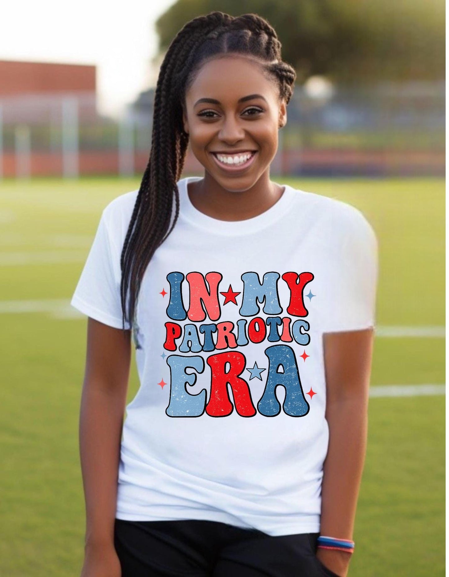 In My Patriotic Era Shirt Png file, 4th of July Retro Graphic Tee, USA Independence Day Red White Blue Shirt, America Patriotic Outfit