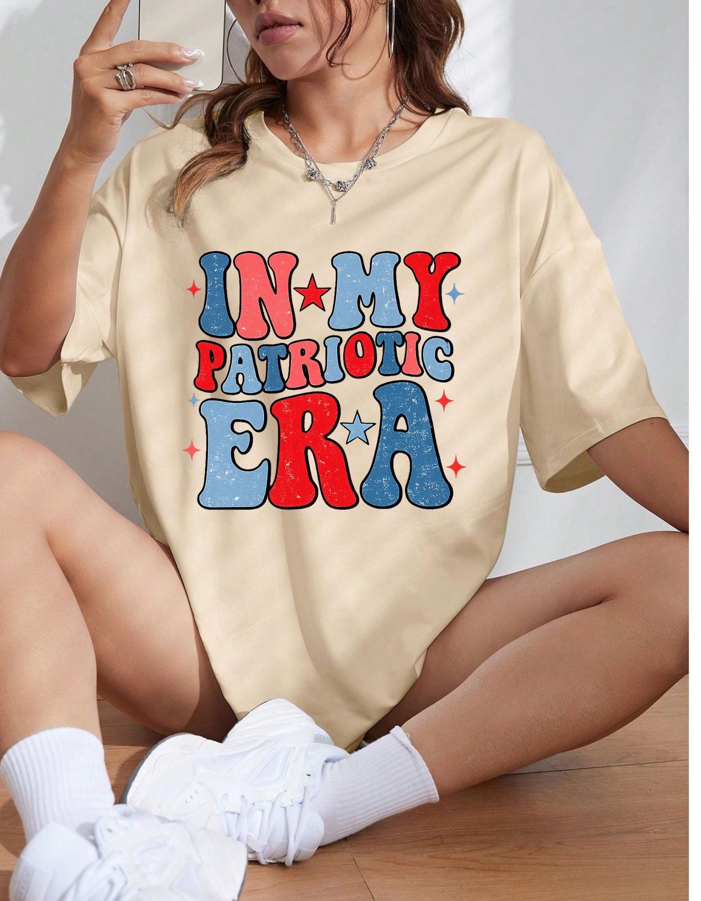 In My Patriotic Era Shirt Png file, 4th of July Retro Graphic Tee, USA Independence Day Red White Blue Shirt, America Patriotic Outfit