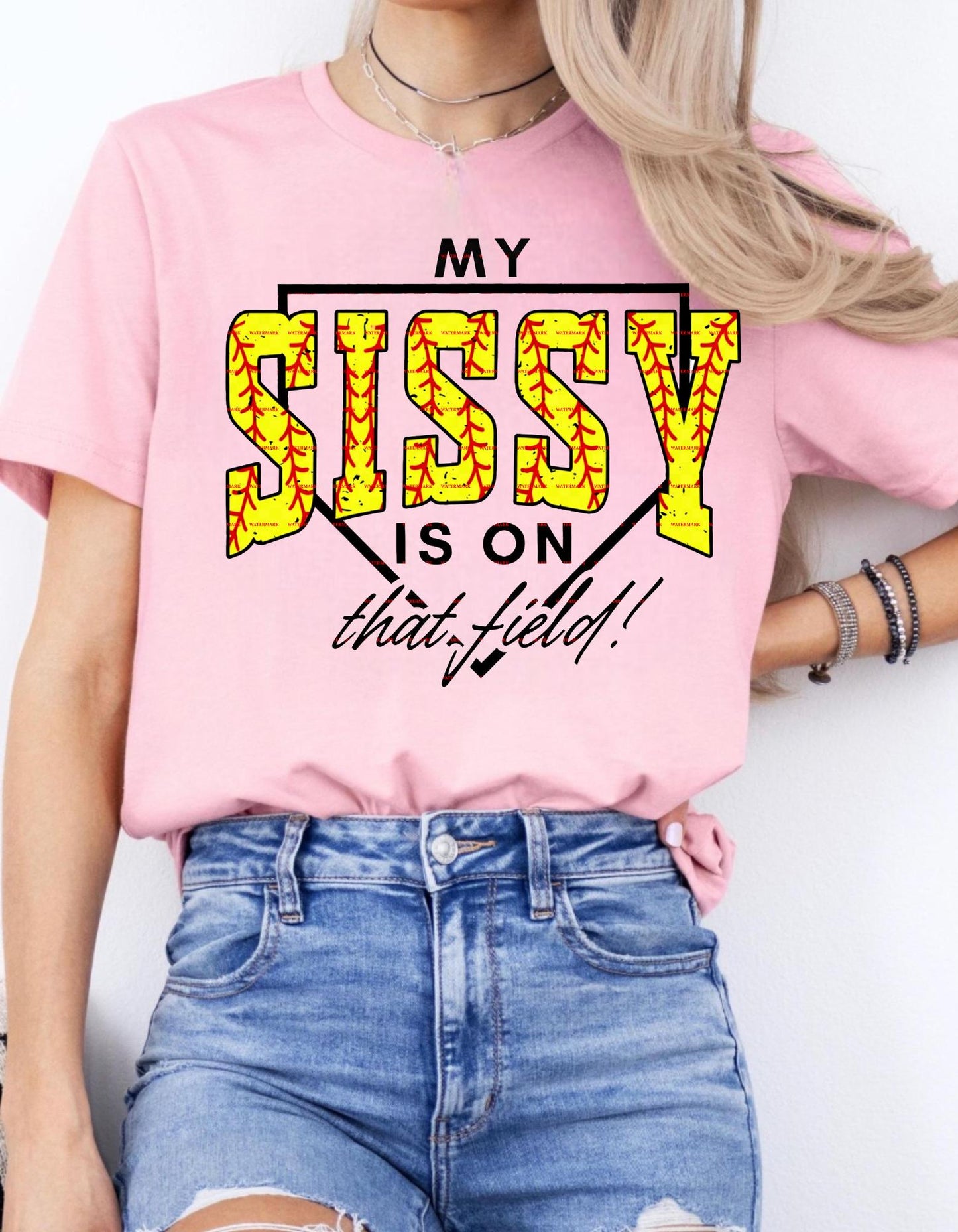 Softball Sister Shirt Design, Sports Family Support Quote,My Sissy Is On That Field PNG,  Game Day Sports Mom Gift, Player Fan Art