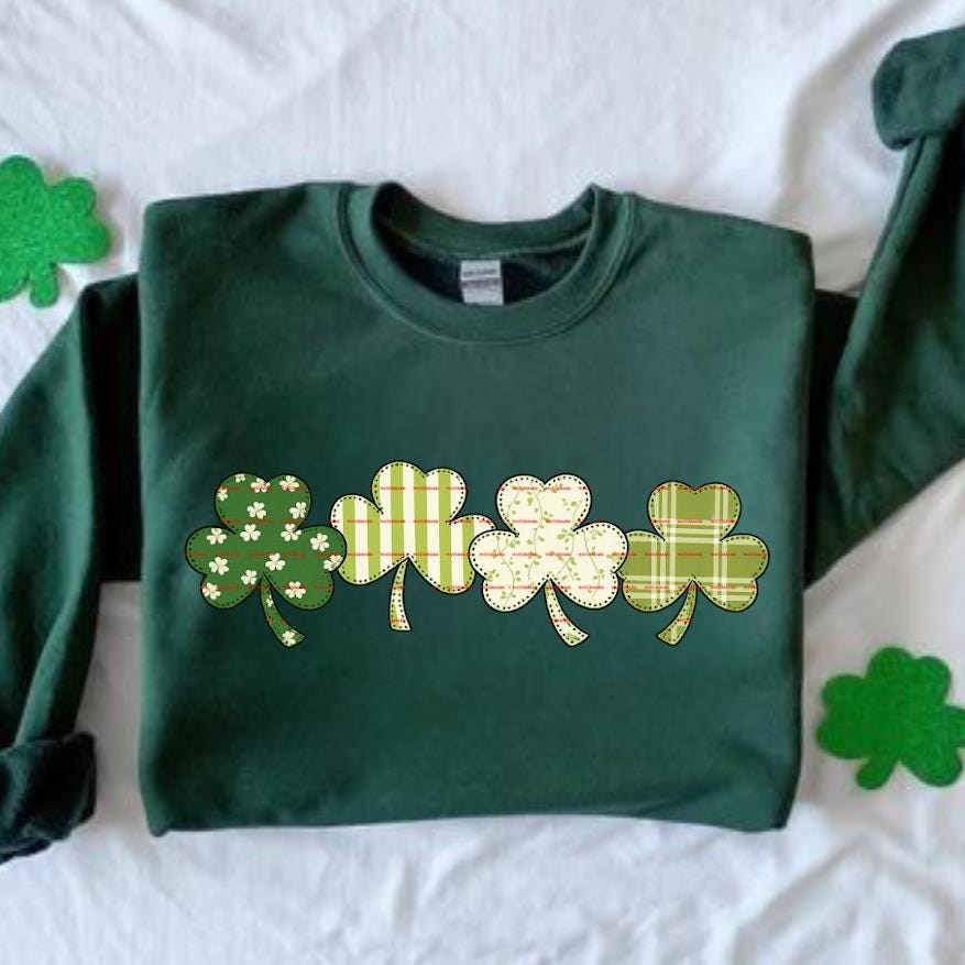 St. Patrick’s Day Shamrock PNG, Retro Green Lucky Shamrocks Sublimation Digital Download, March png