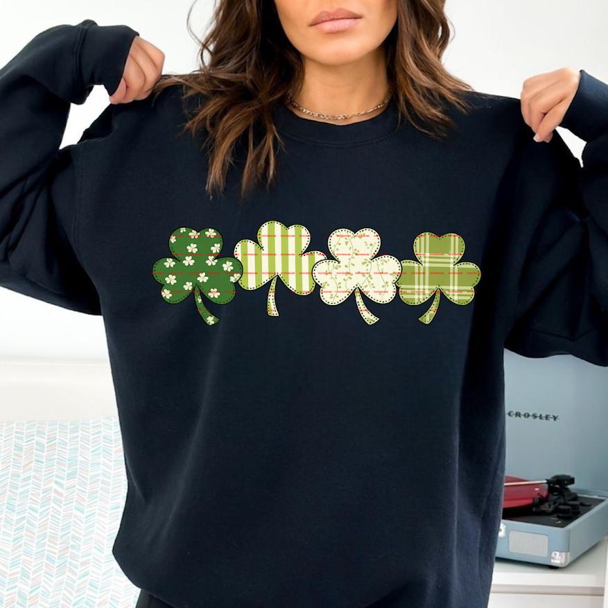 St. Patrick’s Day Shamrock PNG, Retro Green Lucky Shamrocks Sublimation Digital Download, March png