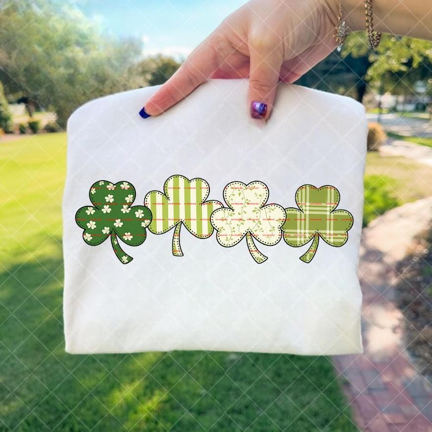 St. Patrick’s Day Shamrock PNG, Retro Green Lucky Shamrocks Sublimation Digital Download, March png