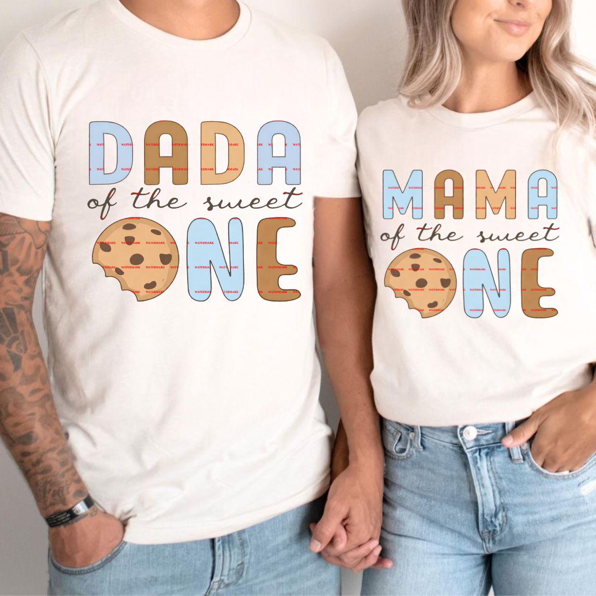 Mama of the Sweet One PNG, Dada of the Sweet One Shirt Design, Matching Parents Outfit, Cute Cookie Family Quote, New Parent Gift