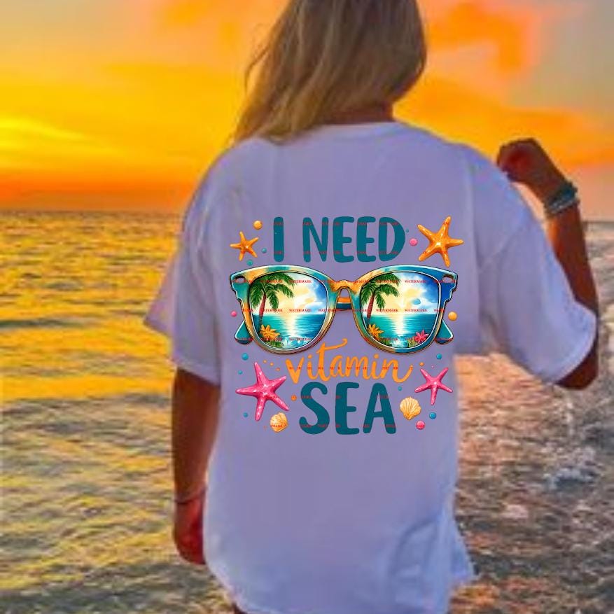 I Need Vitamin Sea Shirt Png, Beach Vacation Shirt,Ocean Lover Shirt, Beach Trip Outfit, Coastal Vacation Tee