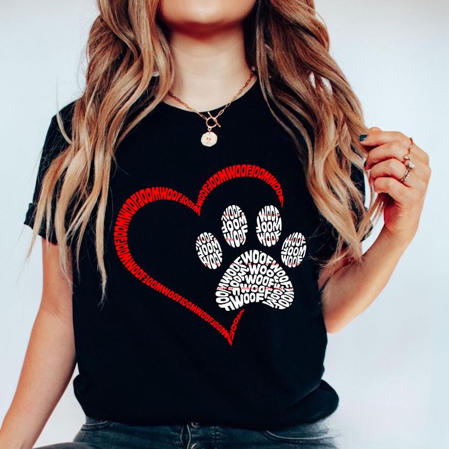 Dog Lover Png, Paw Print Heart Woof Design,Pet Lover PNG, Dog Mom Gift, Puppy Lover Shirt Design, Dog dad, Pet dog