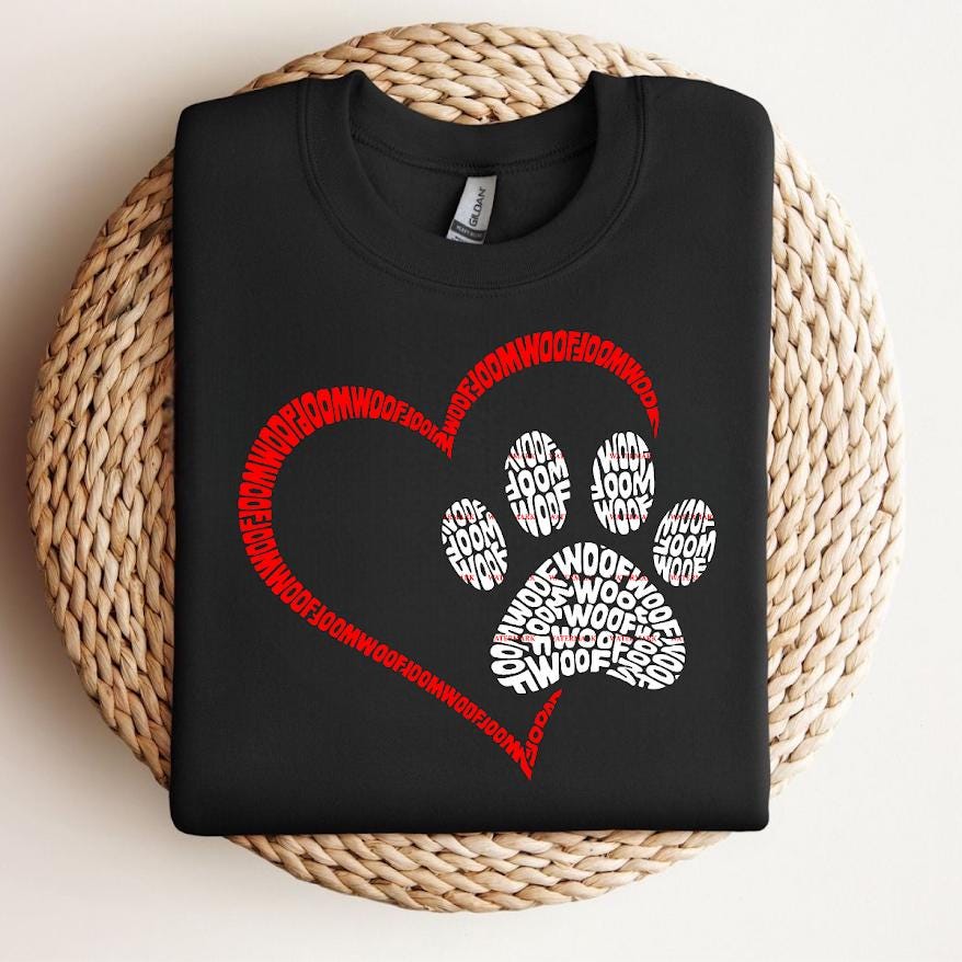 Dog Lover Png, Paw Print Heart Woof Design,Pet Lover PNG, Dog Mom Gift, Puppy Lover Shirt Design, Dog dad, Pet dog