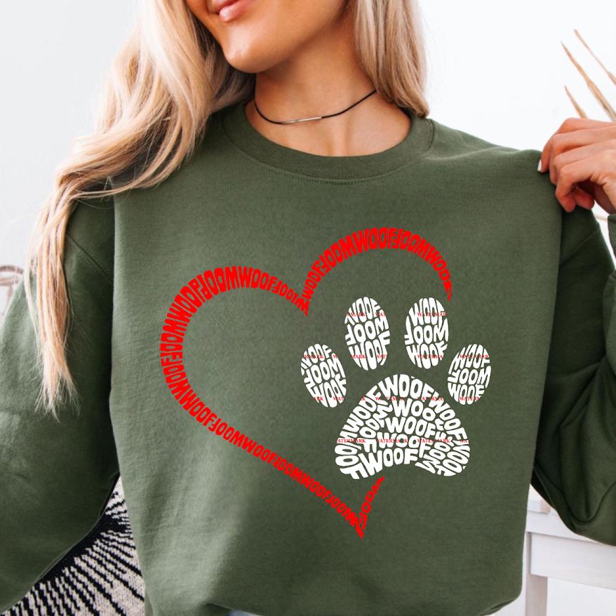 Dog Lover Png, Paw Print Heart Woof Design,Pet Lover PNG, Dog Mom Gift, Puppy Lover Shirt Design, Dog dad, Pet dog